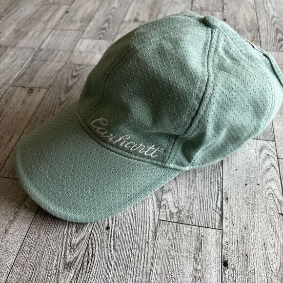 Women Carhartt Script Adjustable Hat Cap‎ Hunt Fish Workwear Baseball Mom Blue - Picture 1 of 6